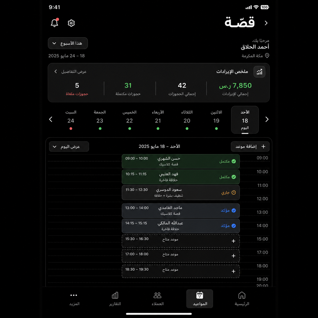 لوحة الحلاق الأسبوعية والإيرادات في تطبيق قصّة